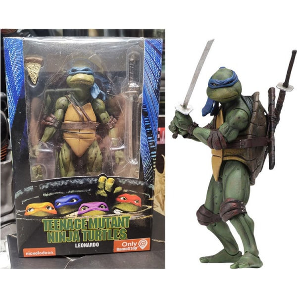 NECA Teenage Mutant Ninja Turtles 1990 Movie Edition TMNT Limited Edition 7-tums rørlig docka Hand-docka model prydnad Blå