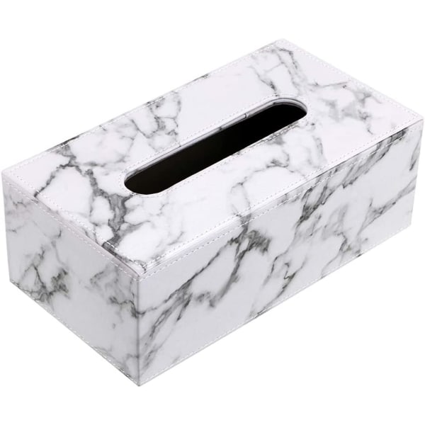 Suorakaiteen muotoinen pehmopaperirasiaannostelija PU-nahkaa (valkoista marmoria)