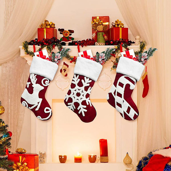 17\" Julstrumpor Strumpor Broderi Älg Jul Godis Presentpåse