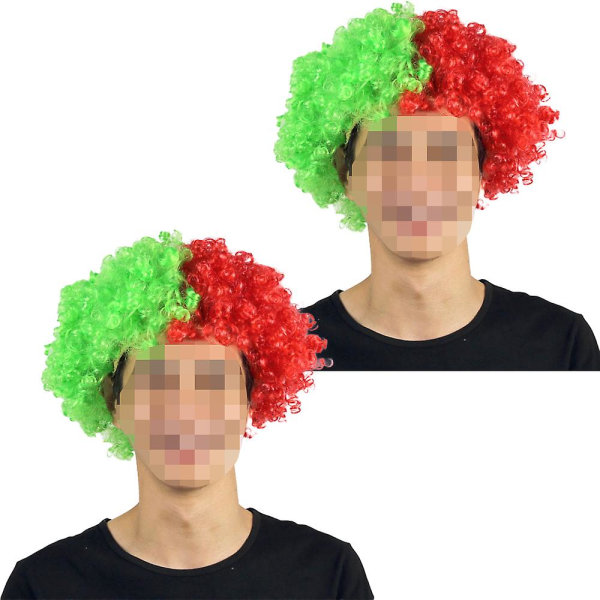 2pcs National Flag Short Curly Wig World Cup Short Curly Flag