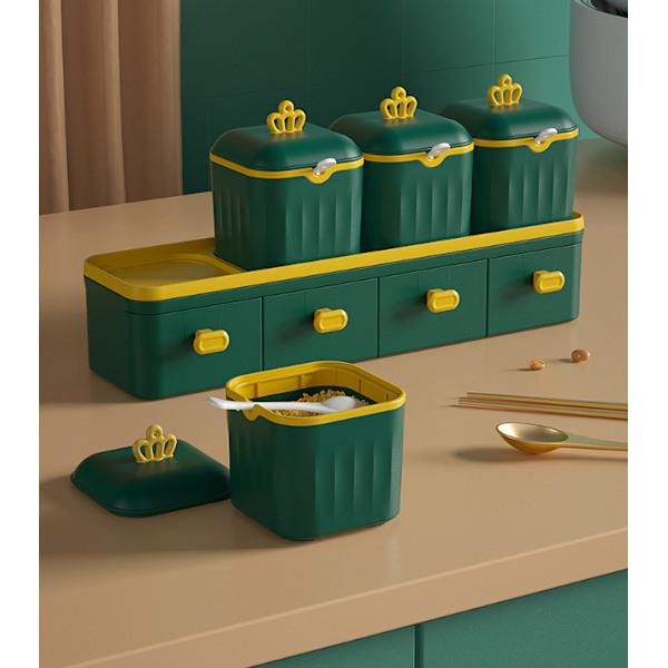 Kryddbox, kökstillbehör, hushållskryddburk, vit