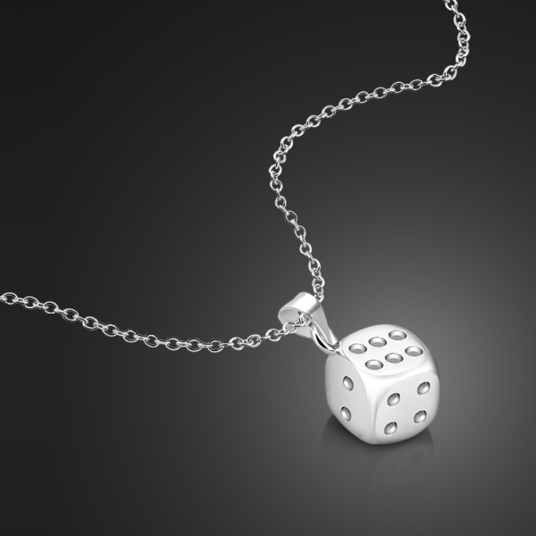 Fashion Creative Dice Pendant Necklace 925 Sterling Silver