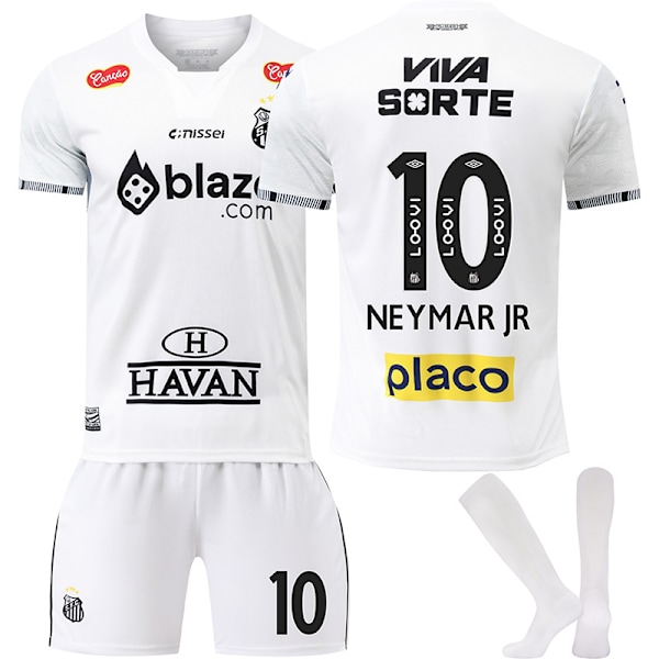 2025-2026 Santosdrakt Nr. 10 Neymar hjemme kortarmet fotballdrakt for barn, herre og dame, draktversjon {HONGDE} Size 10 with white socks S