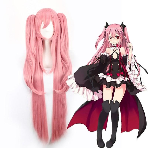 Wig seraph of the end cosplay dronning af cluluce pexi grå-pink