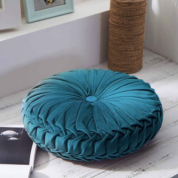 Rund pute, fløyel gresskar pute 35cm Tatami (mørk blå)
