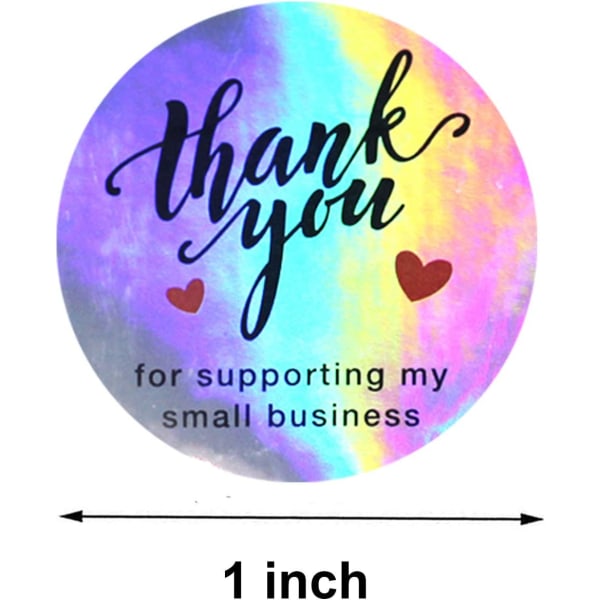 500pcs Rainbow Holo Thank You Stickers 1" Thank You