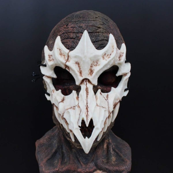 Nincee japanilainen Halloween-naamio, Tiger Cosplay -naamio - Resin Half Face White Skull Skr?mmande maski Dragon