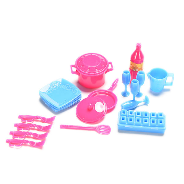 18 osaa/setti Mini keittiösetti Barbie-nukkejen leikkimökkiin