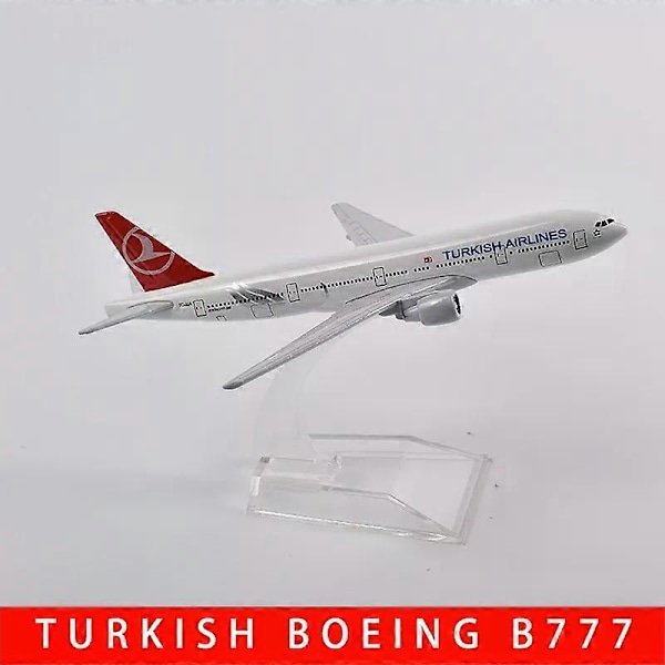16cm Turkish Airlines Boeing 777 Flygplansmodell Diecast Metall 1/400 Skala Flygplan