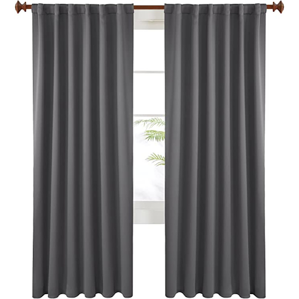 Mørkegrå vandtætte mørklægningsgardiner, krog, 1m*2,7m (B*H)