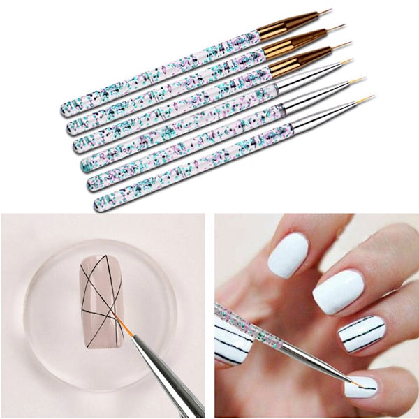 6st nagelpenslar för nail art