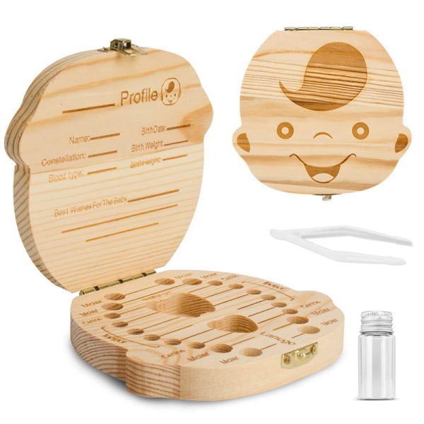 Baby Tooth Box, puinen lasten organizer -hammassäiliö1#