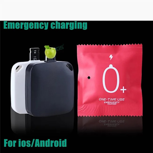 Engångs Powerbank 1000 mAh Mini Engångs Portabel Laddare för Mobiltelefon White+ Single use 1000mah