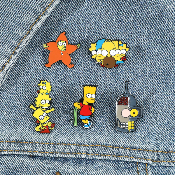 Sæt med 5 Simpsons Familie Metal Badges: Søde accessories til fans!