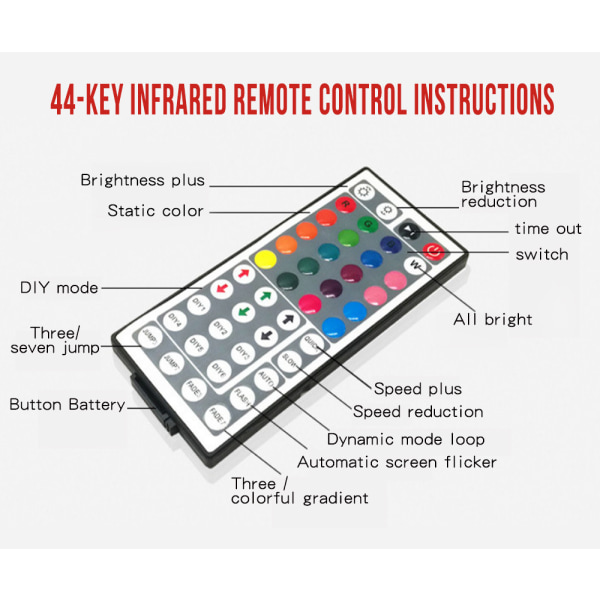 20m LED-lys Bluetooth RGB-lys LED-båndlys med 44 taster