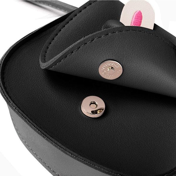 Liten jentes pung kaninøre sløyfe crossbody veske PU (svart)