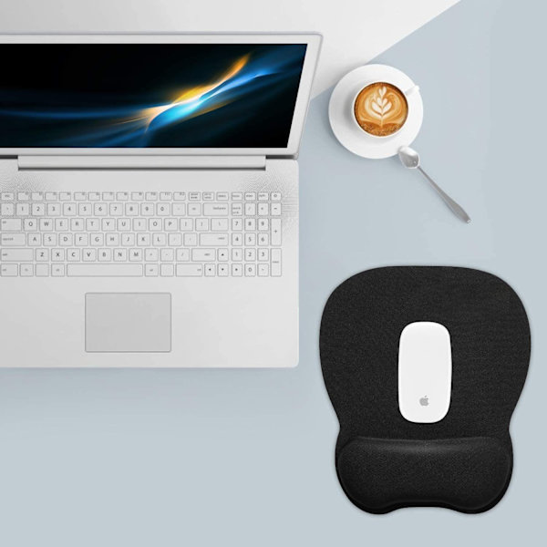 Ergonomisk musmatta med ergonomiskt handledsstöd, svart