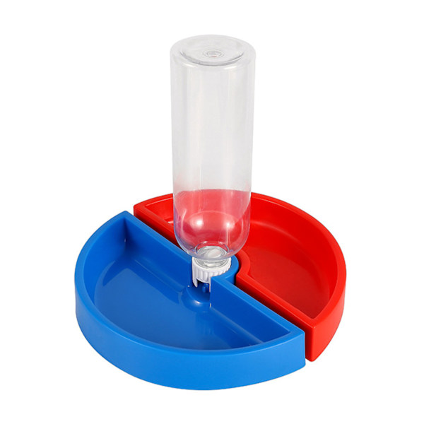 Cat Water Food Bowl Detachable Prevent Slip Large Capacity Pet Bowl with Water Bottle for Indoor Red Blue