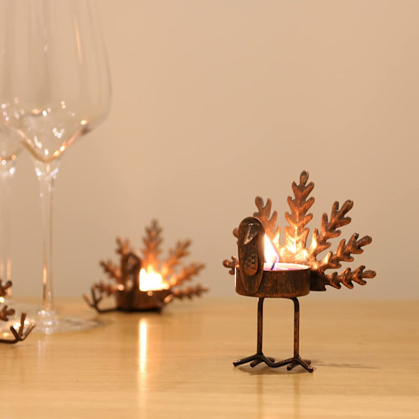 6 stk. Metal Kalkun Tealight Lysestageholdere