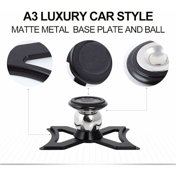 Magnetisk telefonholder for Audi A3 8V S3 8P, bilmontering for luftventil, egnet for smarttelefon og GPS, med bil, 360° justerbar visning, svart
