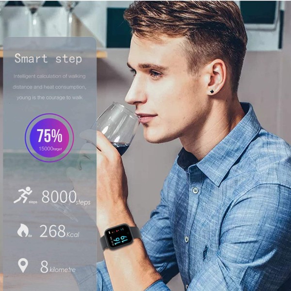 Vattentät Bluetooth Smart Watch med pulsstegräknare