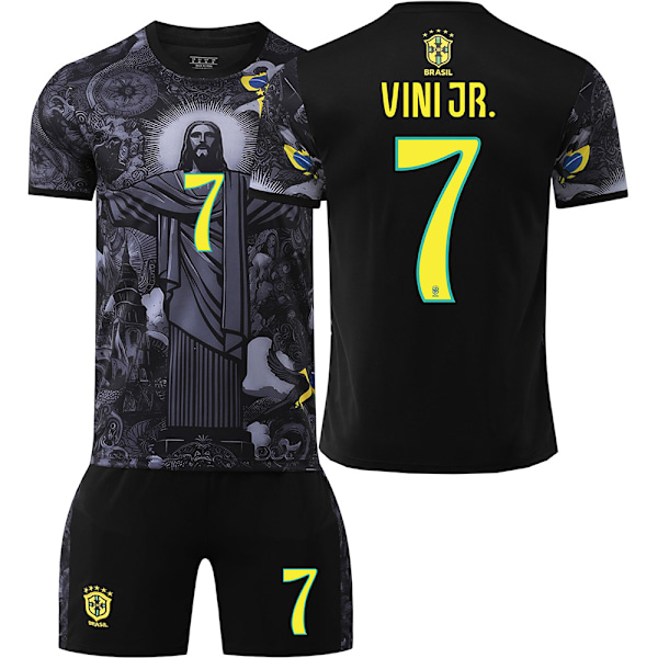 2025-2026 Brasilien Retro Special Edition Fodboldtrøje Nr. 7 Vinicius Nr. 10 Neymar Trøje Børnesæt{HONGDE} Size 10 socks 26 yards