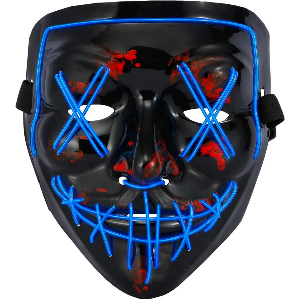 CyanCloud Halloween Mask LED Light Up Skr?mmande gl?dande mask EL Wire Light up f?r Festival Cosplay Party Halloween (Blue)