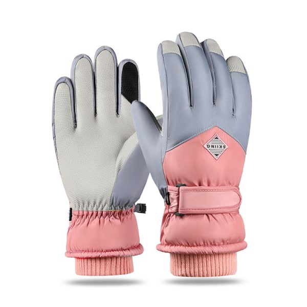 Winter Ski Snow Handskar, varma händer, grått och rosa