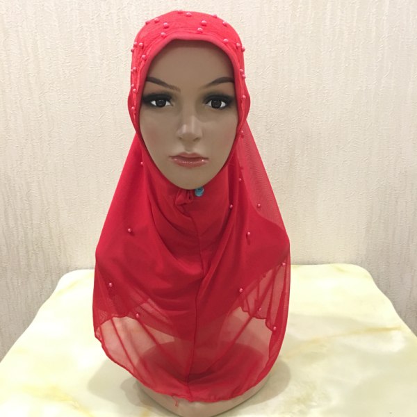 Chiffon muslimsk hijab, dubbel mesh pärlbroderad hijab - grön