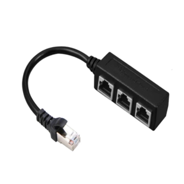 Ethernet-kabel, RJ45 hann 1 til 3 hunn kabeladapter
