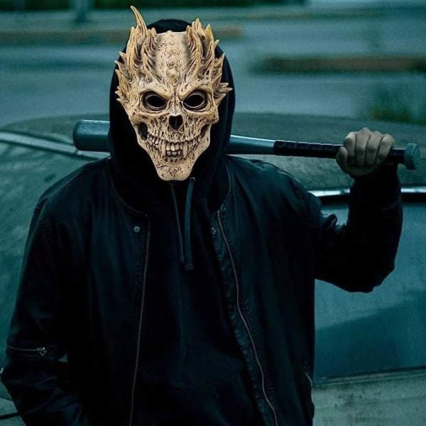 Halloween Demons Skjelettmaske, Skull Mask Helhuvud Latex Evil Mask