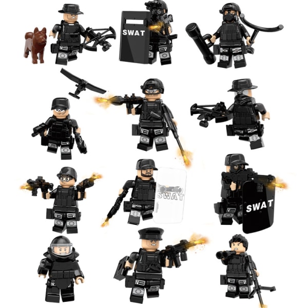 SWAT Team Special Forces Weaponry Kids Jigsaw Puzzle Block Leker (pakke med 24)