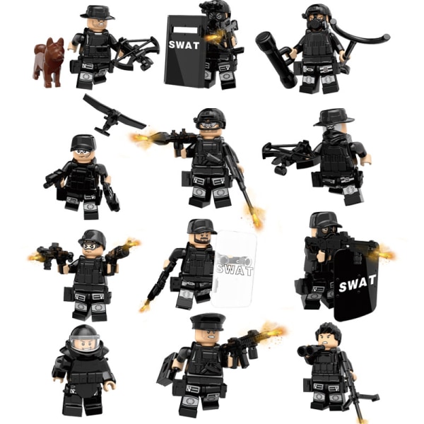 SWAT Team Special Forces Weaponry Kids Pussel Block Leksaker (paket med 24)