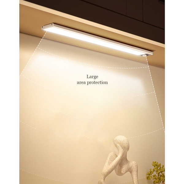 LED-sensorlys, USB-oppladbart trådløst LED-bevegelsessensor skaplys, LED-belysning Kjøkkenstudie skap Nattlys Skap Trappe Ganglys 40cm white light