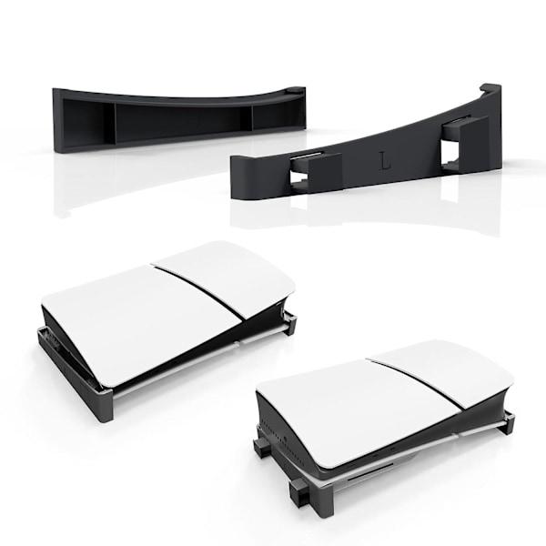 PS5 Slim Horisontellt Ställ, PS5 Slim Konsolbasstativ, Basstativtillbehör Kompatibelt med Playstation 5 Disc & Digital Editions (FMY) Black