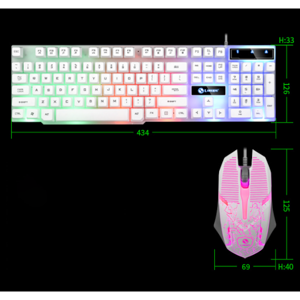 Trådlöst tangentbord och mus-kit GTX300 Combo Kit LED-bakgrundsbelysning, svart