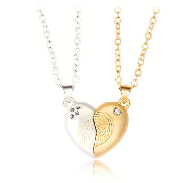 1 par magnetiska halsband hjärta hänge fingeravtryck smycken
