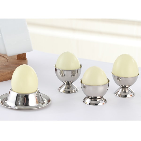 2 stk. rustfritt stål eggkoppsett, stabelbart