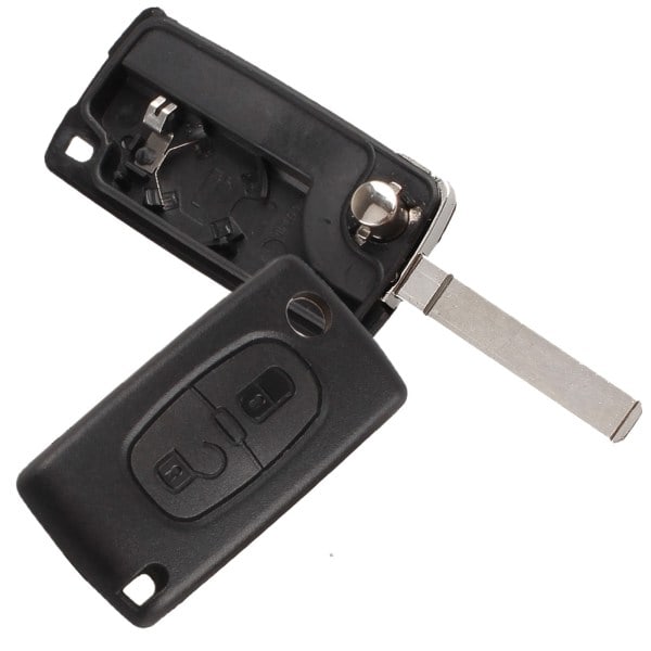Nyckelskal kompatibelt med 2 knappar CE0523 Fällbart Flip Nyckel för Peugeot 207 307 308 407 408 3008 5008 Citroen C2 C3 C4 C5 C6 C8 (2 knappar, CE0523)