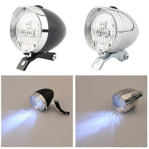 Polkupyörän lamppu retro vintage polkupyörä 3 led etuvalo {HONGDE} Black
