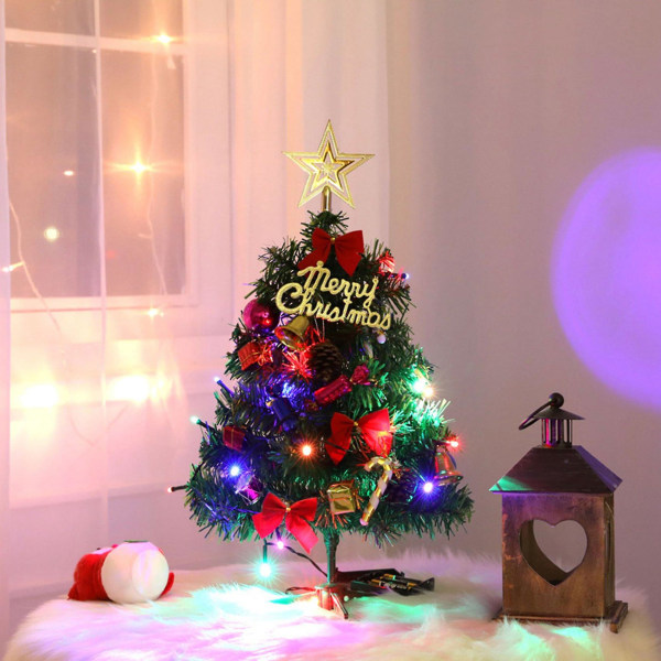 50 cm juletre med lys, nyttår skrivebordsminipynt