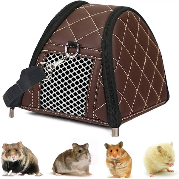 Liten djur hamster bärväska, bärbar utflyktsläderväska