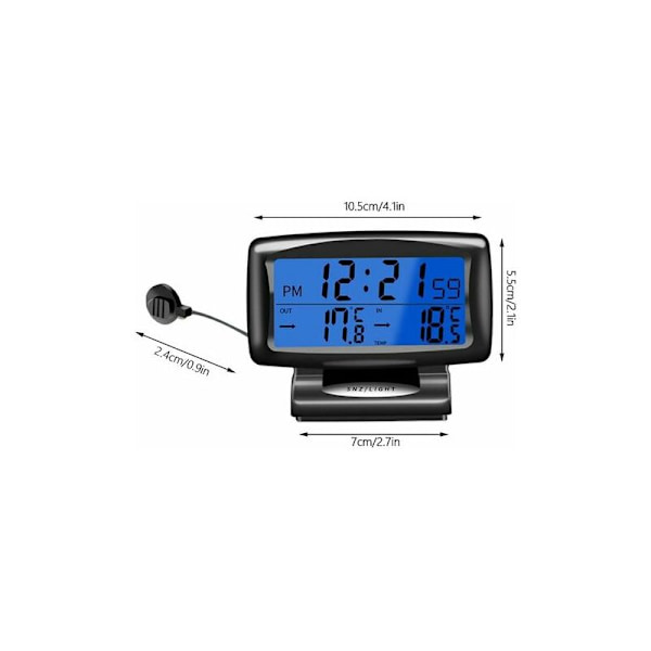 Biltemperaturklokke, LED digital klokke med bakgrunnsbelysning