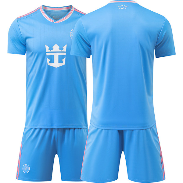 2526 Miami II Vieraspelipaita Nro 10 Messi Lasten jalkapalloharjoitteluasu Sininen pelipaitasetti Sukat{HONGDE} No. 10 socks + protective gear #M