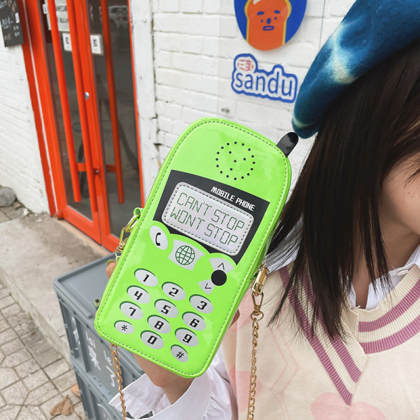 Stereo-matkapuhelimen laser-PU Messenger Bag Lahja ystäville, vaaleanpunainen