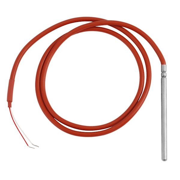 Vattentät PT1000 Temperatursensor -40-200C Sond DIA 6mm Instickslängd 100mm Värmebeständig 2 Trådar 1M Silikonkabel