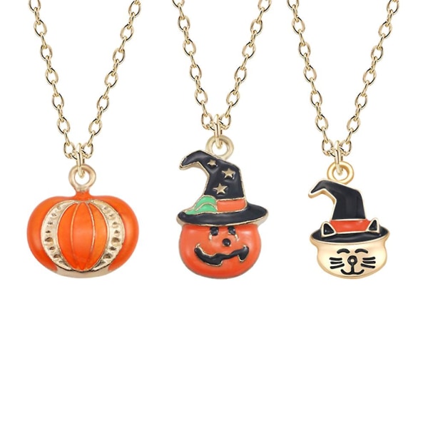 3-pack pumpa hatt hänge Cat Head charmiga hängande hänge Halloween halsband