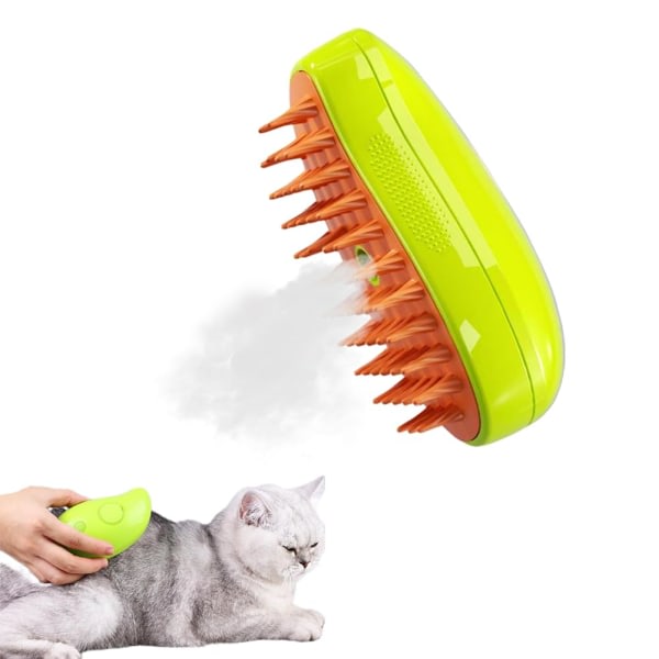 Hygien 3-i-1 självrengörande kattborste - ångande massageborste för katter, rengöringsmedel och -borttagare för husdjurshår, multifunktionell hårkam