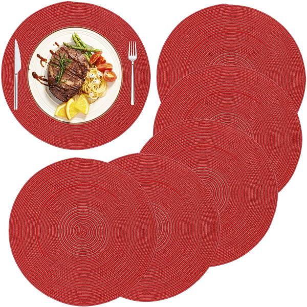 Värmebeständiga, halkfria runda bordstabletter för (röd 6 st)