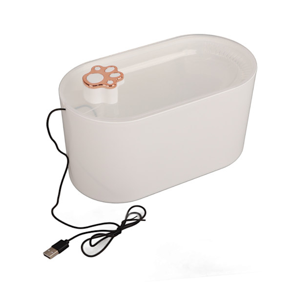 Kattvattenfontän Automatisk Cirkulationsfiltrering Smart Ultra Silent Pet Vatten Dispenser för Katter Kattunge Vit